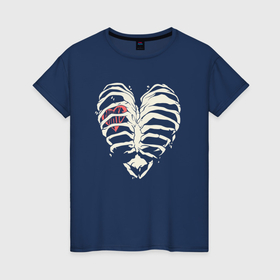 Светящаяся женская футболка с принтом White ribs with a heart inside в Петрозаводске,  |  | 