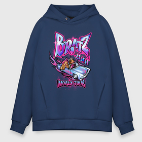 Мужское худи Oversize хлопок с принтом Bratz world tour 2001 в Петрозаводске, френч-терри — 70% хлопок, 30% полиэстер. Мягкий теплый начес внутри —100% хлопок | боковые карманы, эластичные манжеты и нижняя кромка, капюшон на магнитной кнопке | Тематика изображения на принте: 