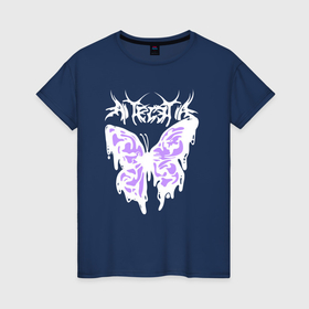 Светящаяся женская футболка с принтом Gothic white butterfly ,  |  | Тематика изображения на принте: 
