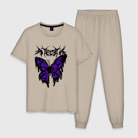 Мужская пижама хлопок с принтом Gothic black butterfly в Белгороде, 100% хлопок | брюки и футболка прямого кроя, без карманов, на брюках мягкая резинка на поясе и по низу штанин
 | 