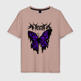 Мужская футболка хлопок Oversize с принтом Gothic black butterfly , 100% хлопок | свободный крой, круглый ворот, “спинка” длиннее передней части | Тематика изображения на принте: 