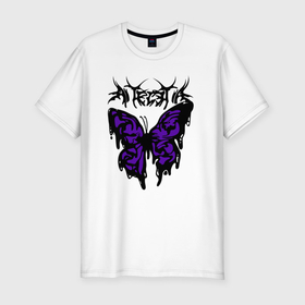 Мужская футболка хлопок Slim с принтом Gothic black butterfly в Курске, 92% хлопок, 8% лайкра | приталенный силуэт, круглый вырез ворота, длина до линии бедра, короткий рукав | 