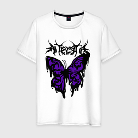 Мужская футболка хлопок с принтом Gothic black butterfly в Белгороде, 100% хлопок | прямой крой, круглый вырез горловины, длина до линии бедер, слегка спущенное плечо. | Тематика изображения на принте: 