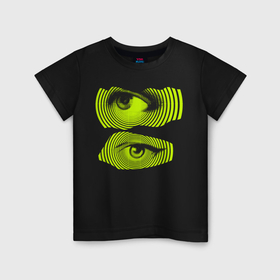 Светящаяся детская футболка с принтом Lime eyes are an illusion в Кировске,  |  | 