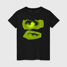 Светящаяся женская футболка с принтом Lime eyes are an illusion в Кировске,  |  | Тематика изображения на принте: 