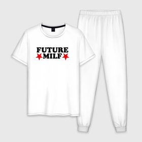 Мужская пижама хлопок с принтом Future milf star в Белгороде, 100% хлопок | брюки и футболка прямого кроя, без карманов, на брюках мягкая резинка на поясе и по низу штанин
 | Тематика изображения на принте: 
