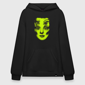 Худи SuperOversize хлопок с принтом Double lime face в Петрозаводске, 70% хлопок, 30% полиэстер, мягкий начес внутри | карман-кенгуру, эластичная резинка на манжетах и по нижней кромке, двухслойный капюшон
 | 