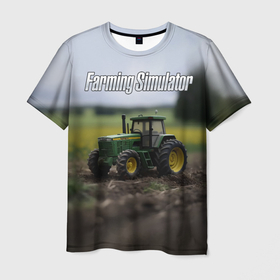 Мужская футболка 3D с принтом Farming Simulator   Игрушечный зеленый в Кировске, 100% полиэфир | прямой крой, круглый вырез горловины, длина до линии бедер | Тематика изображения на принте: 