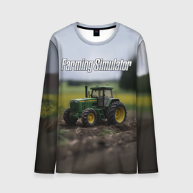 Мужской лонгслив 3D с принтом Farming Simulator   Игрушечный зеленый в Кировске, 100% полиэстер | длинные рукава, круглый вырез горловины, полуприлегающий силуэт | 