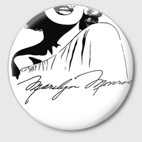 Значок с принтом Мэрилин Монро силуэт в Санкт-Петербурге,  металл | круглая форма, металлическая застежка в виде булавки | 