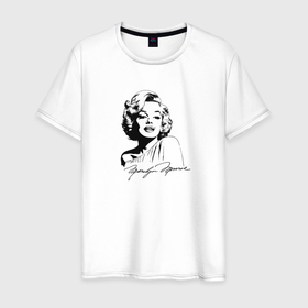 Мужская футболка хлопок с принтом Мэрилин Монро силуэт в Санкт-Петербурге, 100% хлопок | прямой крой, круглый вырез горловины, длина до линии бедер, слегка спущенное плечо. | 