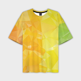 Мужская футболка oversize 3D с принтом Желтые, зеленые и оранжевые многоугольники в Петрозаводске,  |  | 