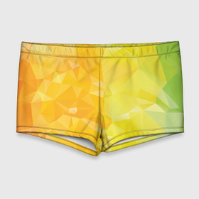 Мужские купальные плавки 3D с принтом Желтые, зеленые и оранжевые многоугольники в Курске, Полиэстер 85%, Спандекс 15% |  | Тематика изображения на принте: 