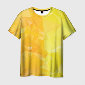 Мужская футболка 3D с принтом Желтые, зеленые и оранжевые многоугольники в Курске, 100% полиэфир | прямой крой, круглый вырез горловины, длина до линии бедер | Тематика изображения на принте: 