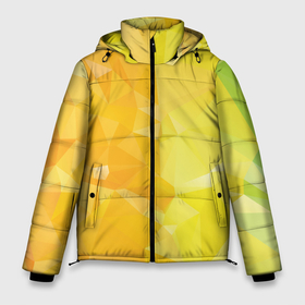 Мужская зимняя куртка 3D с принтом Желтые, зеленые и оранжевые многоугольники в Тюмени, верх — 100% полиэстер; подкладка — 100% полиэстер; утеплитель — 100% полиэстер | длина ниже бедра, свободный силуэт Оверсайз. Есть воротник-стойка, отстегивающийся капюшон и ветрозащитная планка. 

Боковые карманы с листочкой на кнопках и внутренний карман на молнии. | Тематика изображения на принте: 