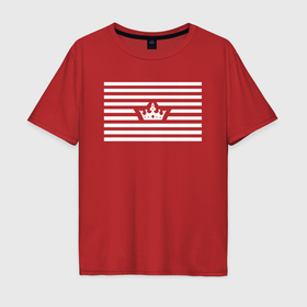 Мужская футболка хлопок Oversize с принтом В полоску с короной в Кировске, 100% хлопок | свободный крой, круглый ворот, “спинка” длиннее передней части | 