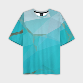 Мужская футболка oversize 3D с принтом Бирюзово голубые многоугольники в Тюмени,  |  | 