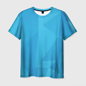 Мужская футболка 3D с принтом Ярко синие многоугольники в Санкт-Петербурге, 100% полиэфир | прямой крой, круглый вырез горловины, длина до линии бедер | 