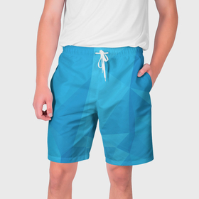 Мужские шорты 3D с принтом Ярко синие многоугольники в Тюмени,  полиэстер 100% | прямой крой, два кармана без застежек по бокам. Мягкая трикотажная резинка на поясе, внутри которой широкие завязки. Длина чуть выше колен | 