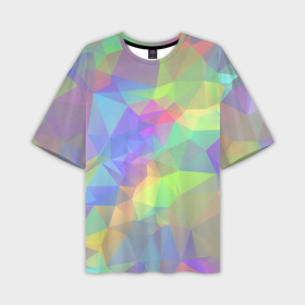 Мужская футболка oversize 3D с принтом Многоцветные переливающиеся многоугольники в Тюмени,  |  | 
