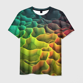 Мужская футболка 3D с принтом песочная радужная текстура в Кировске, 100% полиэфир | прямой крой, круглый вырез горловины, длина до линии бедер | Тематика изображения на принте: 