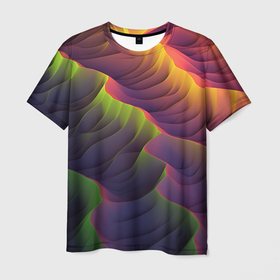 Мужская футболка 3D с принтом Объемная цветная текстура в Белгороде, 100% полиэфир | прямой крой, круглый вырез горловины, длина до линии бедер | 