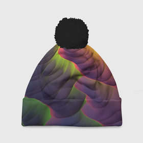 Шапка 3D c помпоном с принтом Объемная цветная текстура в Тюмени, 100% полиэстер | универсальный размер, печать по всей поверхности изделия | 