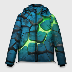 Мужская зимняя куртка 3D с принтом синие плиты и зеленая лава в Петрозаводске, верх — 100% полиэстер; подкладка — 100% полиэстер; утеплитель — 100% полиэстер | длина ниже бедра, свободный силуэт Оверсайз. Есть воротник-стойка, отстегивающийся капюшон и ветрозащитная планка. 

Боковые карманы с листочкой на кнопках и внутренний карман на молнии. | 