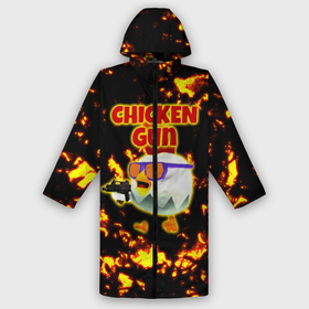 Мужской дождевик 3D с принтом Chicken Gun на фоне огня в Тюмени,  |  | Тематика изображения на принте: 