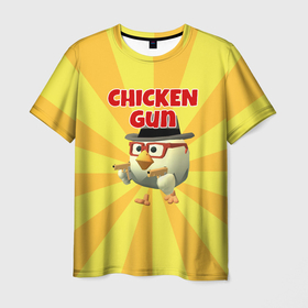 Мужская футболка 3D с принтом Chicken Gun с пистолетами в Тюмени, 100% полиэфир | прямой крой, круглый вырез горловины, длина до линии бедер | Тематика изображения на принте: 