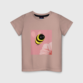 Детская футболка хлопок с принтом Пушистая пчела в Курске, 100% хлопок | круглый вырез горловины, полуприлегающий силуэт, длина до линии бедер | Тематика изображения на принте: 