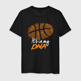 Мужская футболка хлопок с принтом Баскетбольный ДНК в Белгороде, 100% хлопок | прямой крой, круглый вырез горловины, длина до линии бедер, слегка спущенное плечо. | 