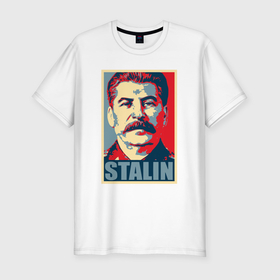 Мужская футболка хлопок Slim с принтом Stalin USSR в Курске, 92% хлопок, 8% лайкра | приталенный силуэт, круглый вырез ворота, длина до линии бедра, короткий рукав | 
