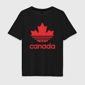 Мужская футболка хлопок Oversize с принтом Red Canada в Курске, 100% хлопок | свободный крой, круглый ворот, “спинка” длиннее передней части | Тематика изображения на принте: 