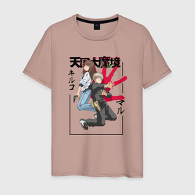 Мужская футболка хлопок с принтом Мару и Кируко   Аниме Великая небесная стена , 100% хлопок | прямой крой, круглый вырез горловины, длина до линии бедер, слегка спущенное плечо. | 