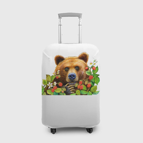 Чехол для чемодана 3D с принтом Медведь в Екатеринбурге, 86% полиэфир, 14% спандекс | двустороннее нанесение принта, прорези для ручек и колес | 