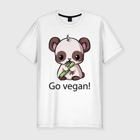 Мужская футболка хлопок Slim с принтом Go vegan   motto в Новосибирске, 92% хлопок, 8% лайкра | приталенный силуэт, круглый вырез ворота, длина до линии бедра, короткий рукав | 