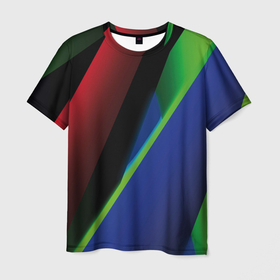 Мужская футболка 3D с принтом Цветные полосы в Белгороде, 100% полиэфир | прямой крой, круглый вырез горловины, длина до линии бедер | 