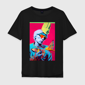 Мужская футболка хлопок Oversize с принтом Andy Warhol   self portrait , 100% хлопок | свободный крой, круглый ворот, “спинка” длиннее передней части | 
