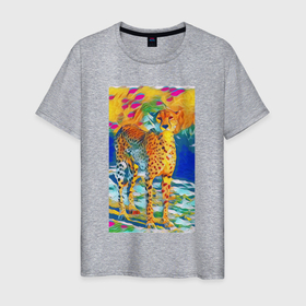 Мужская футболка хлопок с принтом Абстрактный гепард в Санкт-Петербурге, 100% хлопок | прямой крой, круглый вырез горловины, длина до линии бедер, слегка спущенное плечо. | 