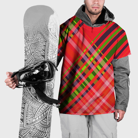 Накидка на куртку 3D с принтом Геометрический узор красно зеленый ассиметричный в Белгороде, 100% полиэстер |  | 