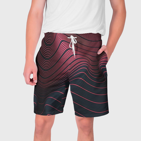Мужские шорты 3D с принтом Динамические волны в Новосибирске,  полиэстер 100% | прямой крой, два кармана без застежек по бокам. Мягкая трикотажная резинка на поясе, внутри которой широкие завязки. Длина чуть выше колен | Тематика изображения на принте: 