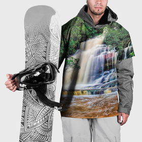 Накидка на куртку 3D с принтом Мощный водопад в Тюмени, 100% полиэстер |  | 