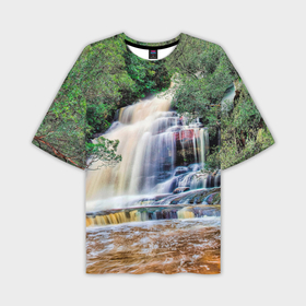 Мужская футболка oversize 3D с принтом Мощный водопад в Санкт-Петербурге,  |  | 