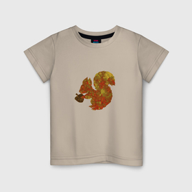 Детская футболка хлопок с принтом Белочка с орешком , 100% хлопок | круглый вырез горловины, полуприлегающий силуэт, длина до линии бедер | Тематика изображения на принте: 