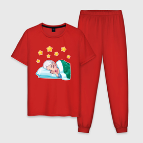 Мужская пижама хлопок с принтом Снежная королева сладко спит , 100% хлопок | брюки и футболка прямого кроя, без карманов, на брюках мягкая резинка на поясе и по низу штанин
 | 