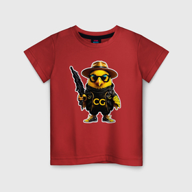 Детская футболка хлопок с принтом Chicken Gun abris в Курске, 100% хлопок | круглый вырез горловины, полуприлегающий силуэт, длина до линии бедер | Тематика изображения на принте: 