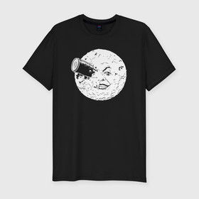 Мужская футболка хлопок Slim с принтом Путешествие на Луну в Екатеринбурге, 92% хлопок, 8% лайкра | приталенный силуэт, круглый вырез ворота, длина до линии бедра, короткий рукав | 