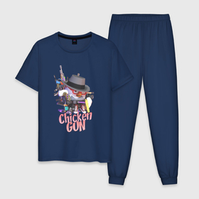 Мужская пижама хлопок с принтом Chicken Gun Game , 100% хлопок | брюки и футболка прямого кроя, без карманов, на брюках мягкая резинка на поясе и по низу штанин
 | Тематика изображения на принте: 