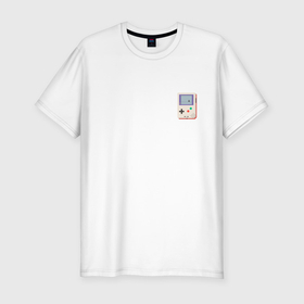 Мужская футболка хлопок Slim с принтом Игровая консоль Геймбой   мини в Новосибирске, 92% хлопок, 8% лайкра | приталенный силуэт, круглый вырез ворота, длина до линии бедра, короткий рукав | 
